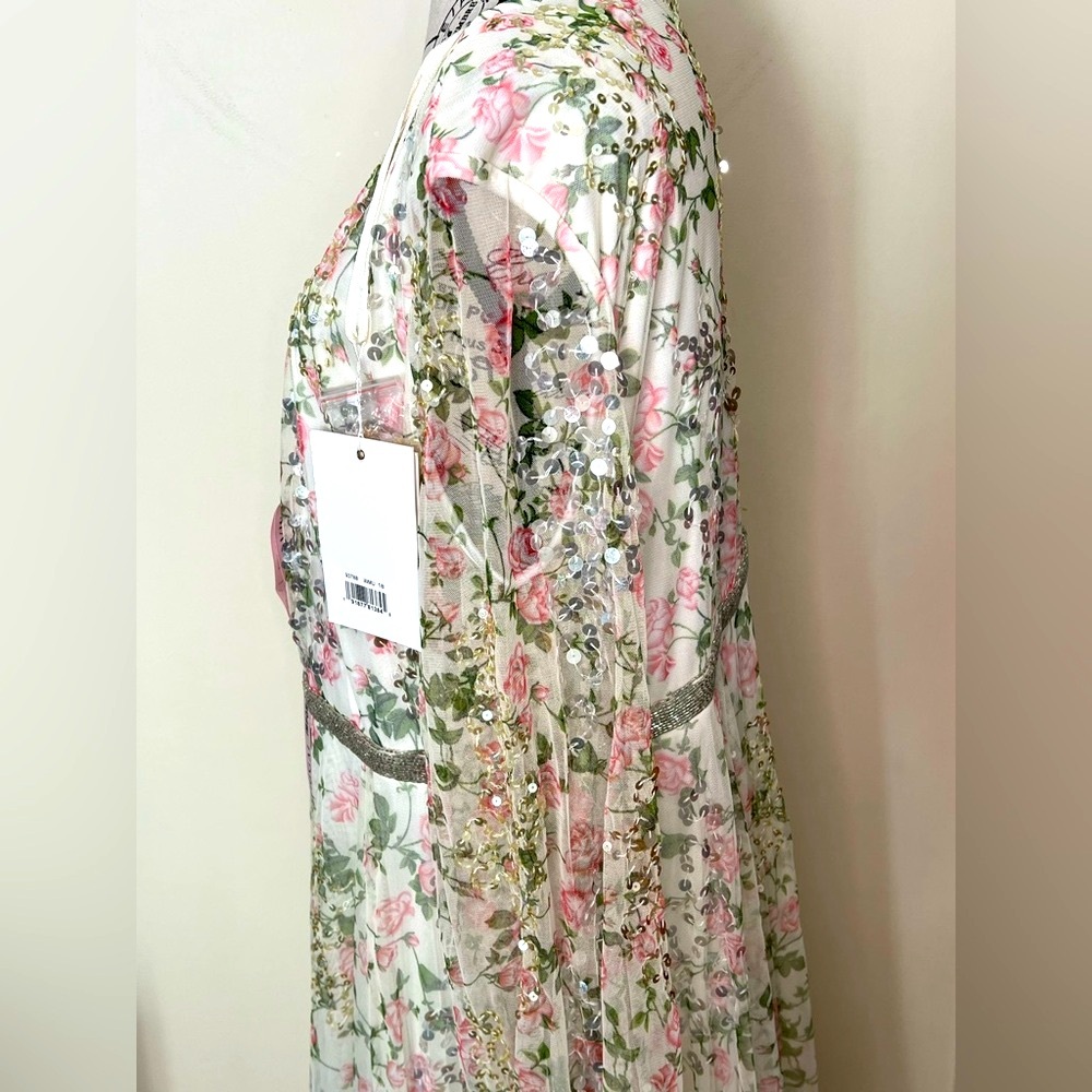Mac Duggal Floral Midi Dress - White and Pink - Picture 15 of 16